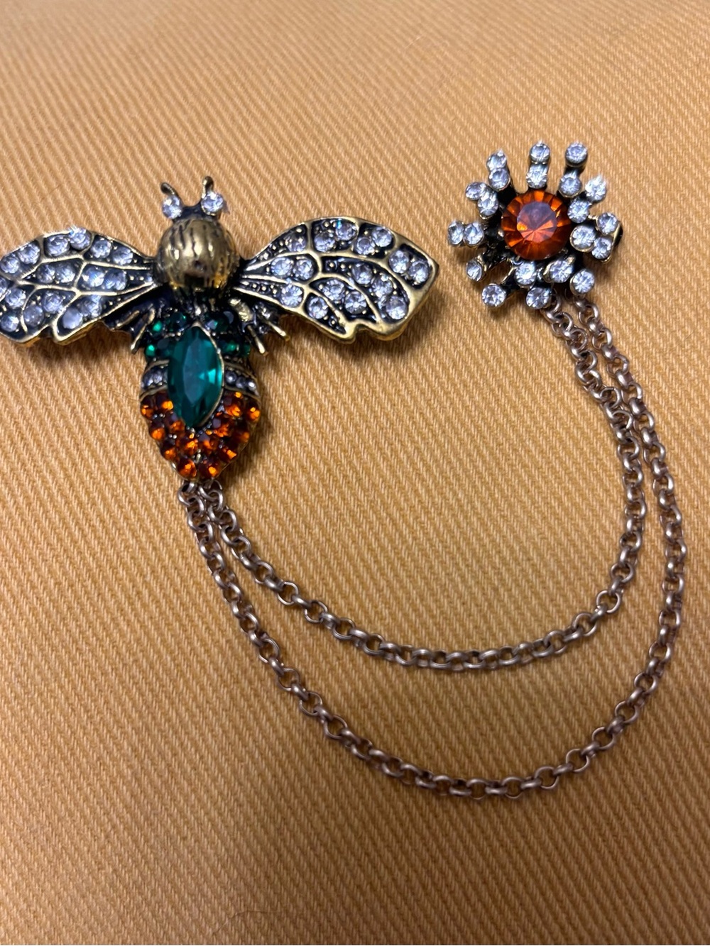 Aratta Firefly Brooch with Green, Yellow, Amber and Clear Crystals retails $40 - Picture 3 of 5